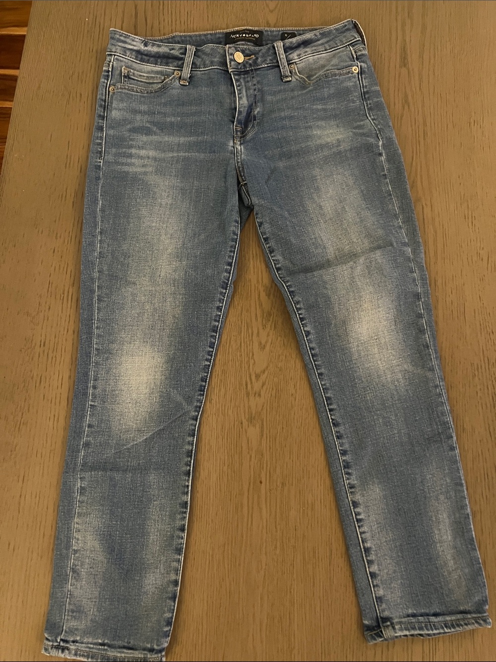 Lucky Brand Mid-Rise Cropped Skinny Jeans in Blue Wash